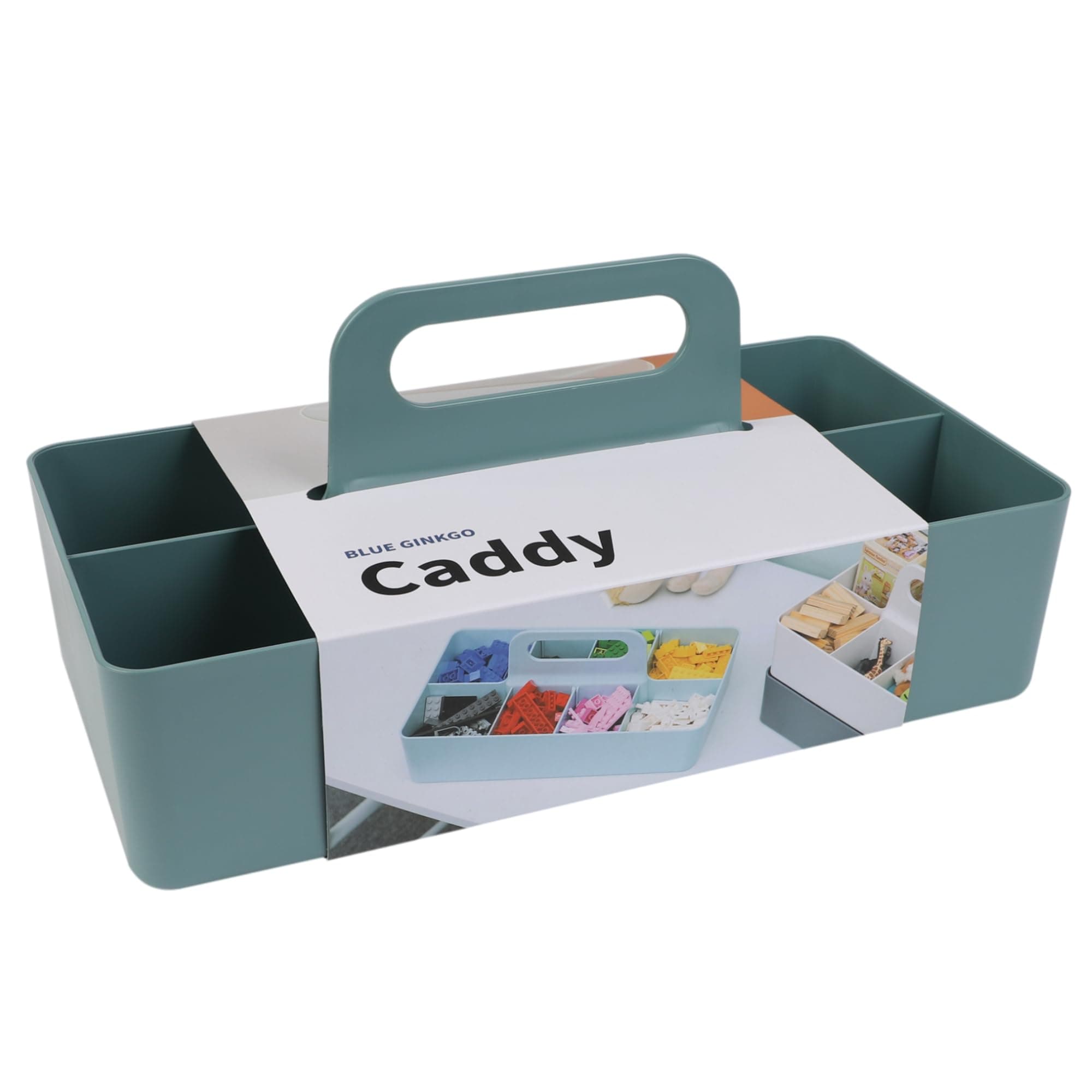 Stackable Organizer Caddy – Korean-Made Portable Tote for Bathroom, Office, Crafts, or School Supplies (Long Rectangle, Green)