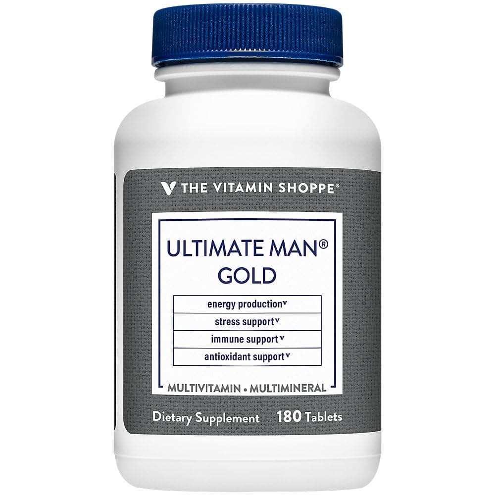 The Vitamin Shoppe Ultimate Man Multivitamin, Daily Men’s Multivitamin with Key Vitamins & Minerals, Supports Energy and Overall Wellness for Men, Gluten Free, Soy & Dairy Free, 180 Tablets