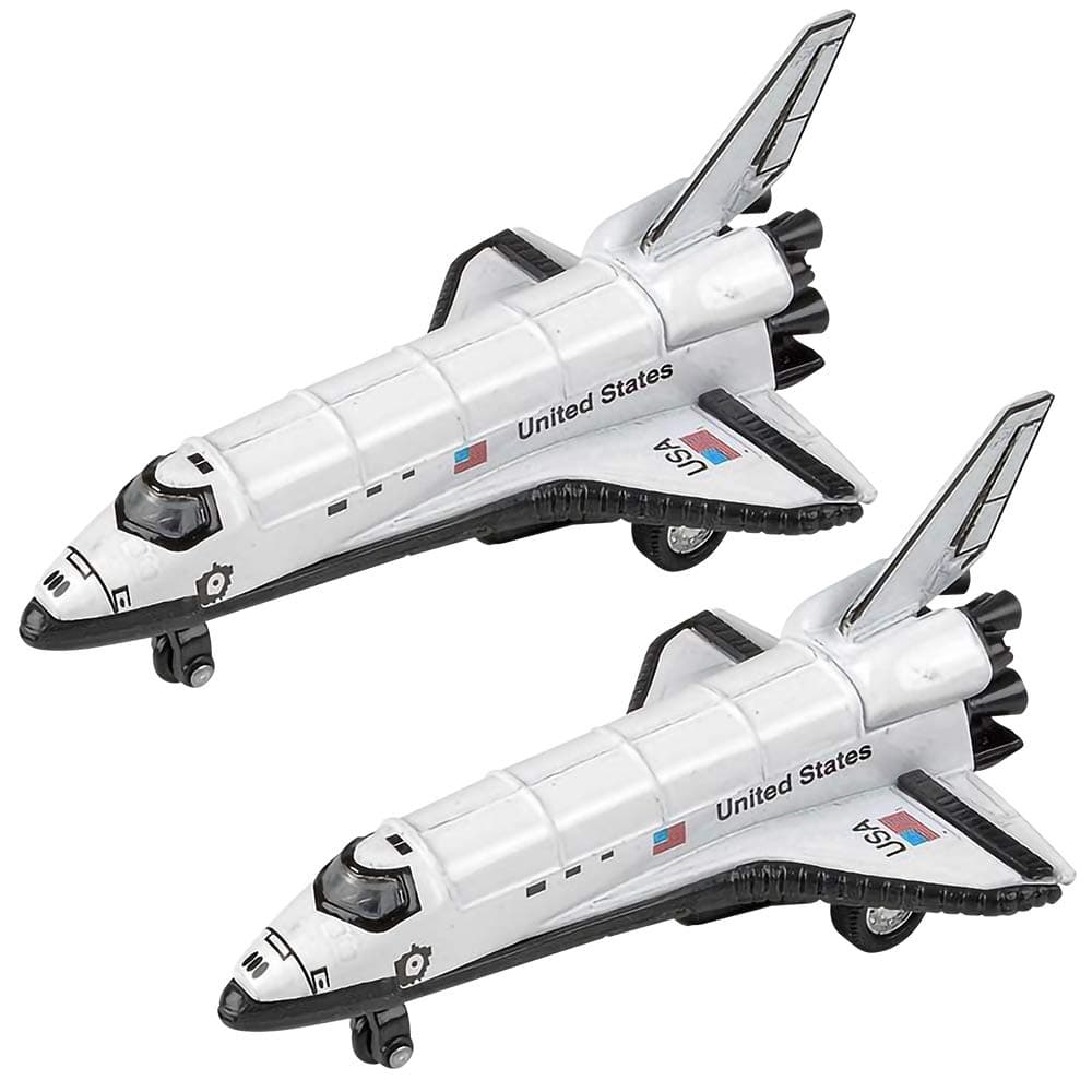 ArtCreativity Diecast Space Shuttle with Pullback Mechanism, Set of 2, Diecast Metal NASA Space Toys for Boys, Astronaut Cake Decorations, Astronaut Space Theme Party Favors