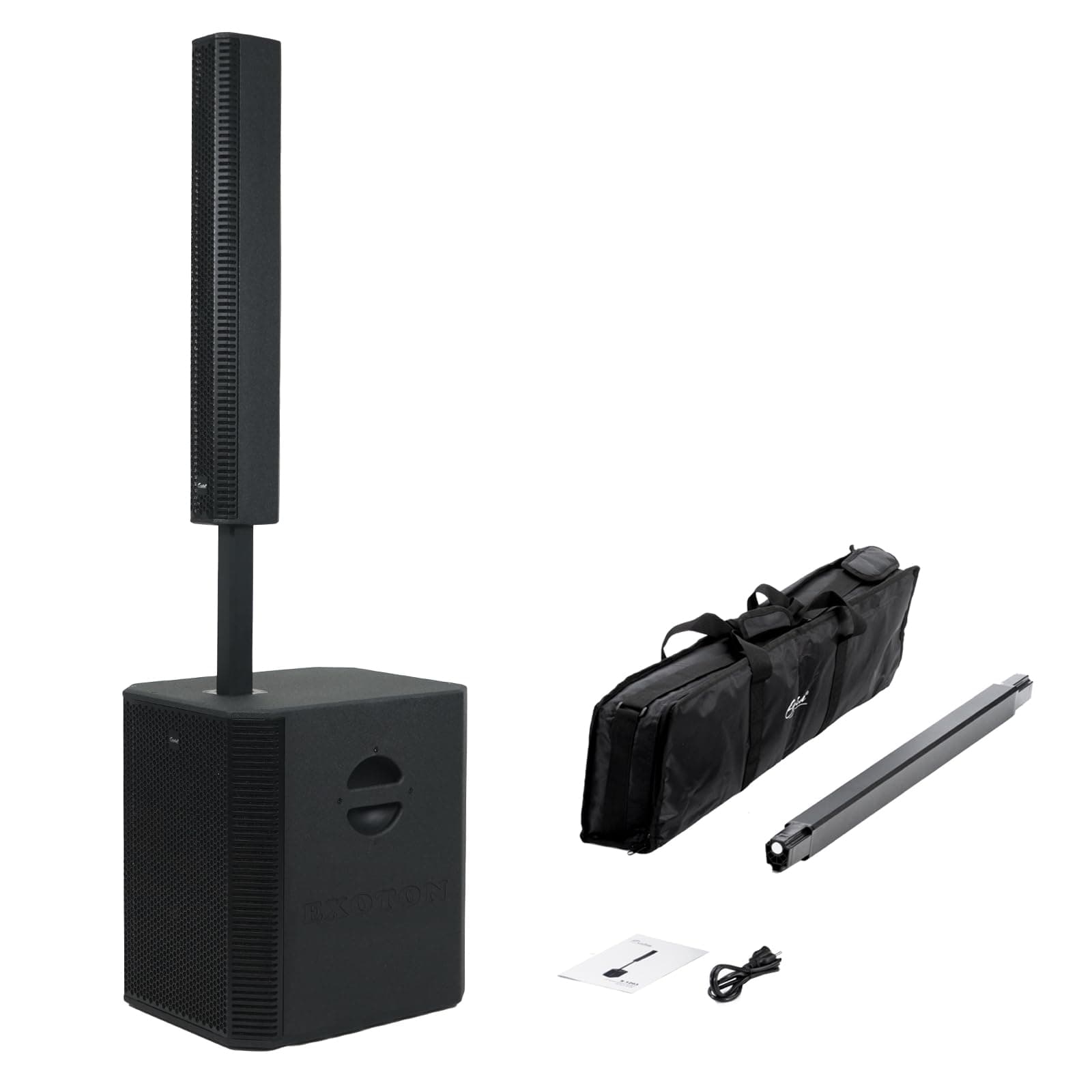 EXOTON EXOTON S-1503 Portable Line Array Column PA/DJ System with 15" Powered Subwoofer, 2000W Professional and Compact Sound System, Bluetooth, DSP, Carry Bag(Wood subwoofer)