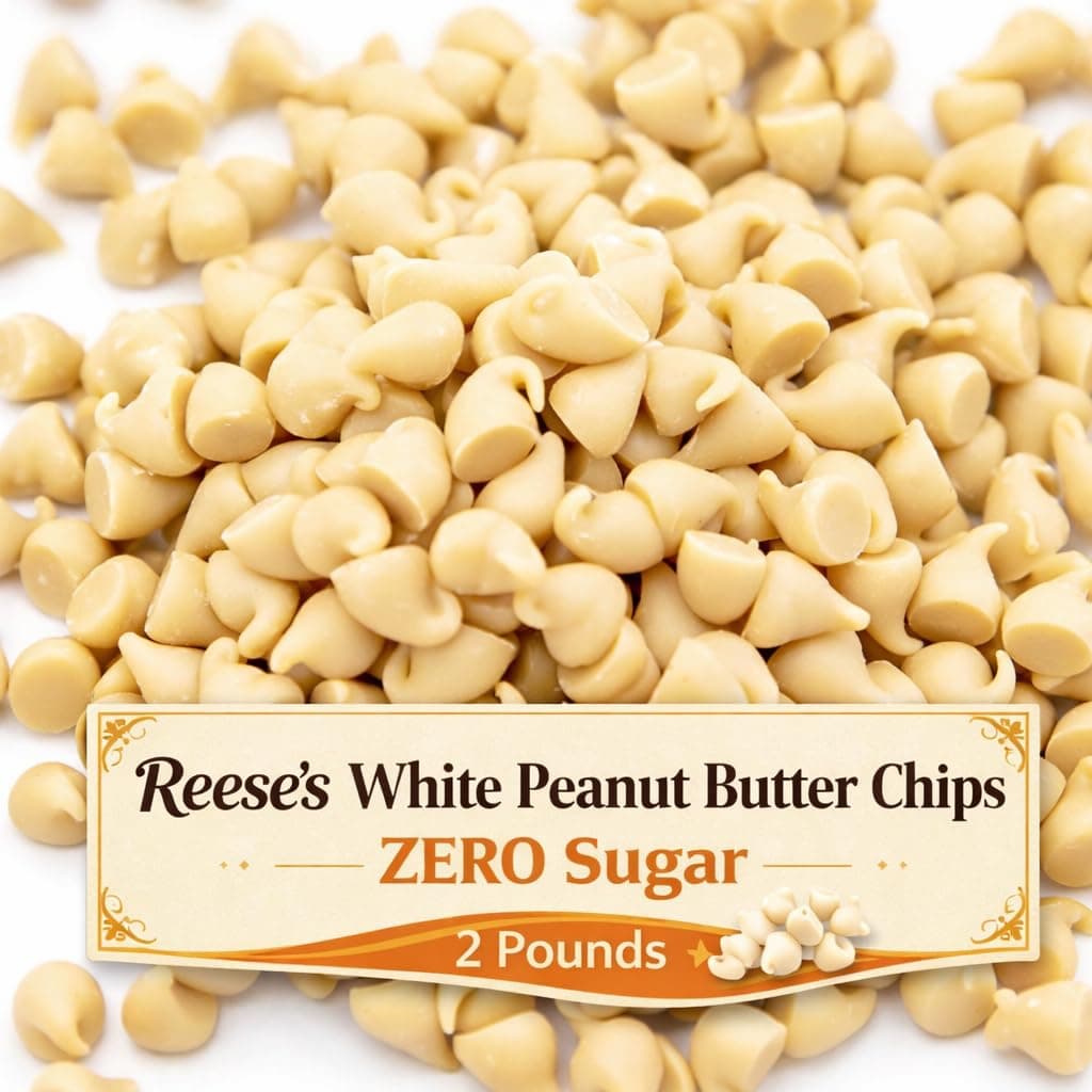 White Peanut Butter Chips ZERO Sugar Peanut Butter Baking Chips -2 lb - Gluten Free with No Artificial Colors or Preservatives, Perfect for Baking and Stocking Stuffers and Great for Sharing Enjoy Anywhere and Anytime