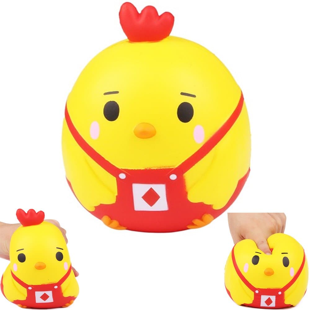 Easter Eggs Jumbo Squishies Chicken Slow Rising Squishy Round Strap Trump Egg Stress Relief Gifts Baby Toys Gifts (red)