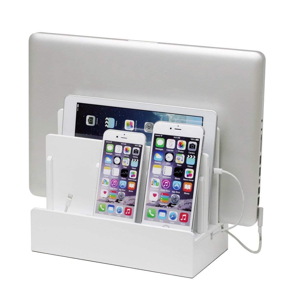 G.U.S. Multi-Device Charging Station Dock & Organizer - Multiple Finishes Available. for Laptops, Tablets, and Phones - Strong Build | High Gloss White