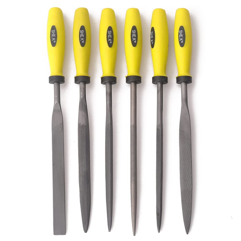 OudtinxNeedle File Set (6 Piece Set) Includes Flat, Flat Warding, Square, Triangular, Round, and Half-Round File 5x180mm