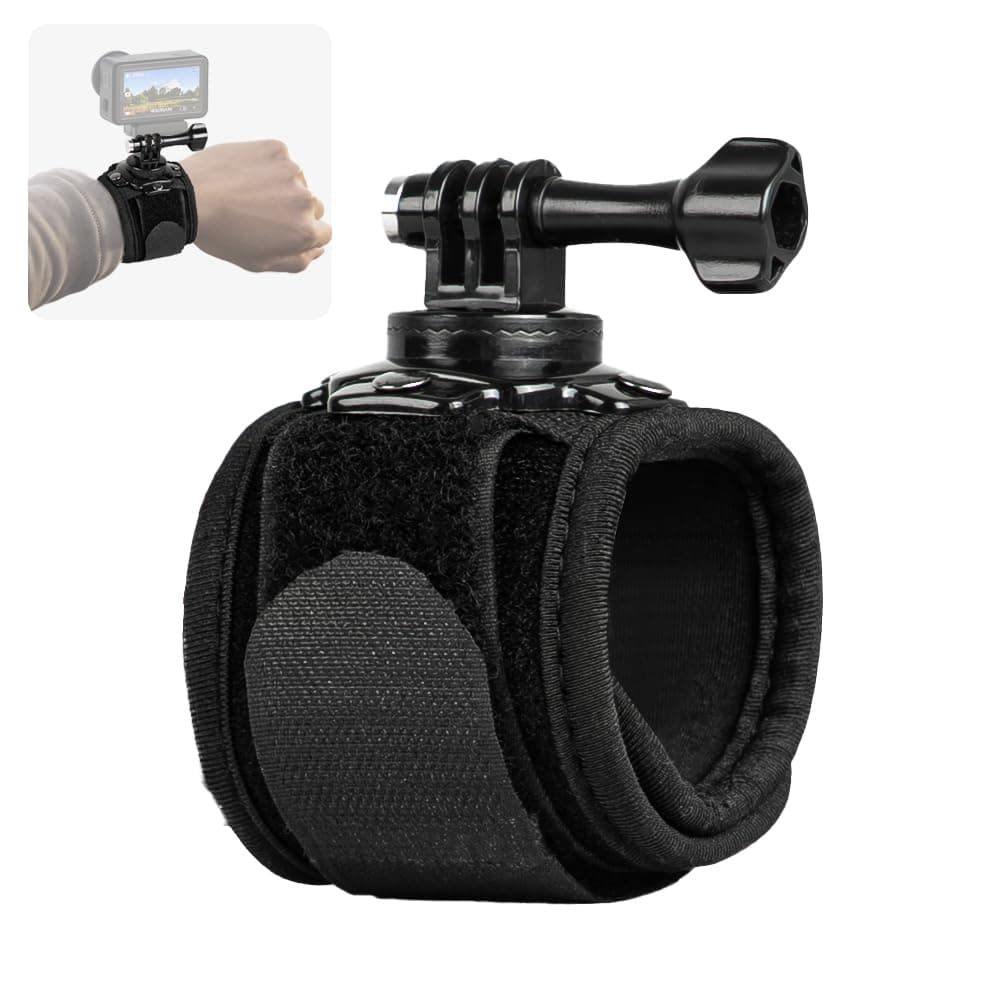 Wrist Strap Mount, 360° Rotating Arm Mount Strap Compatible with GoPro Hero 13/12/11/10/9/8/7//6/5 Black,DJI Action 6/5 pro/4/3,Insta 360 ONE R,AKASO/Campark and More Action Cameras