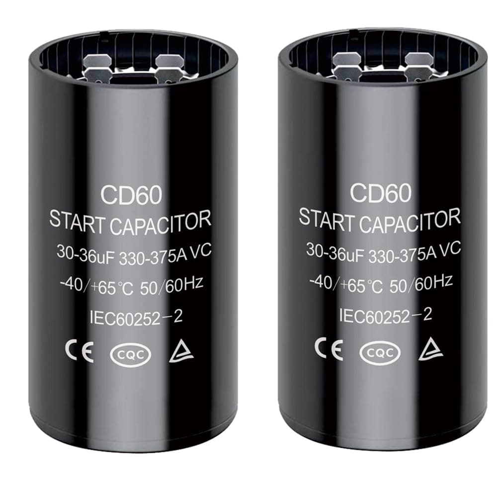 30-36 uf/MFD CD60 Round Start Capacitor ±20% 50/60 Hz 330-375 VAC Round Motor Well Pump Start Capacitor (30-36 uf/MFD, 2)