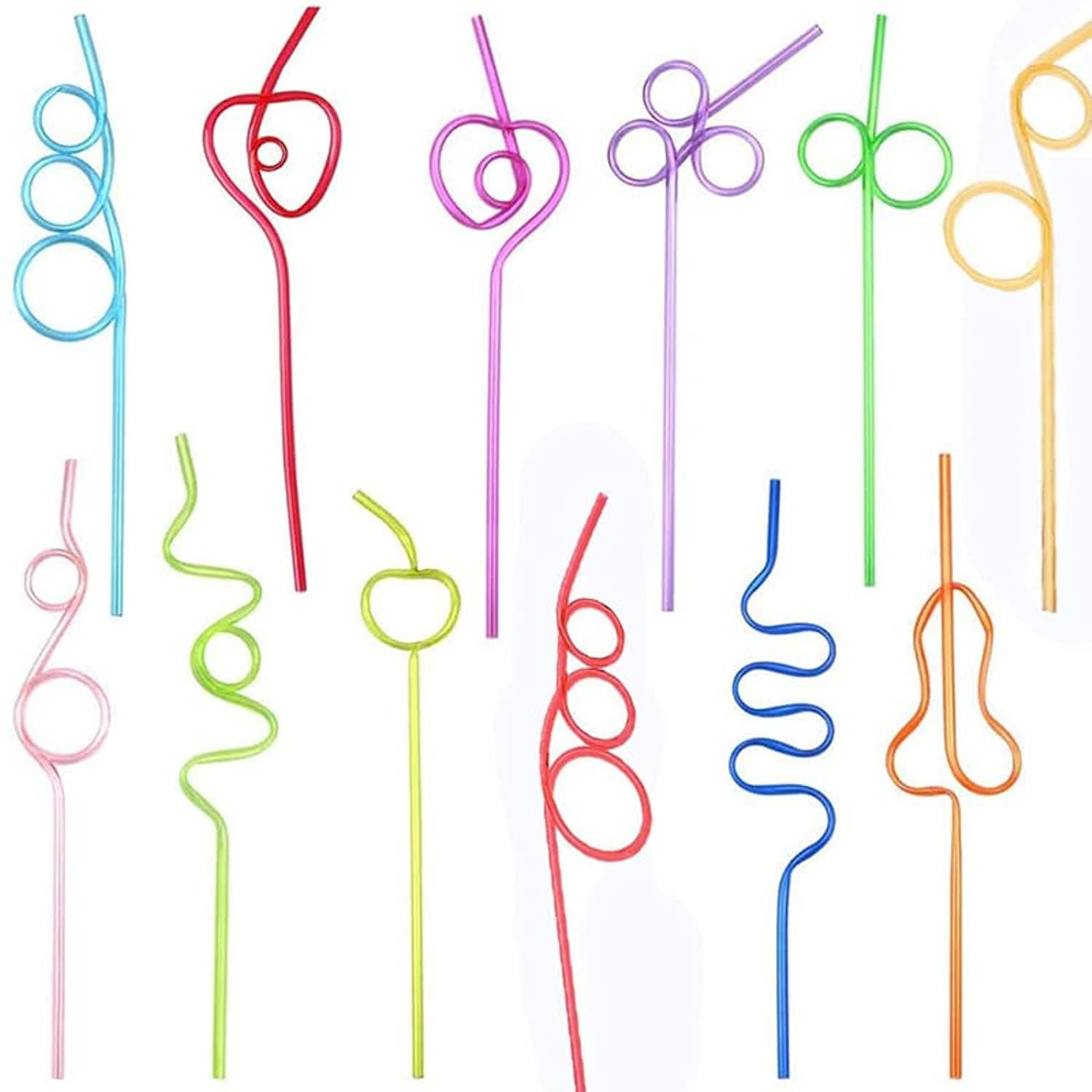 20PCS Colorful Reusable Drinking Straws Crazy Straws Plastic Twirly Loop Straws For Kids, Parties, Carnivals, Fun