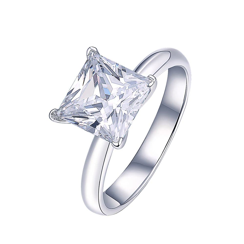 2.02 Ct Princess Cut Enhanced Diamond(VS) Ring 14k White Gold Engagement Ring 14k White Gold for Wedding Anniversary