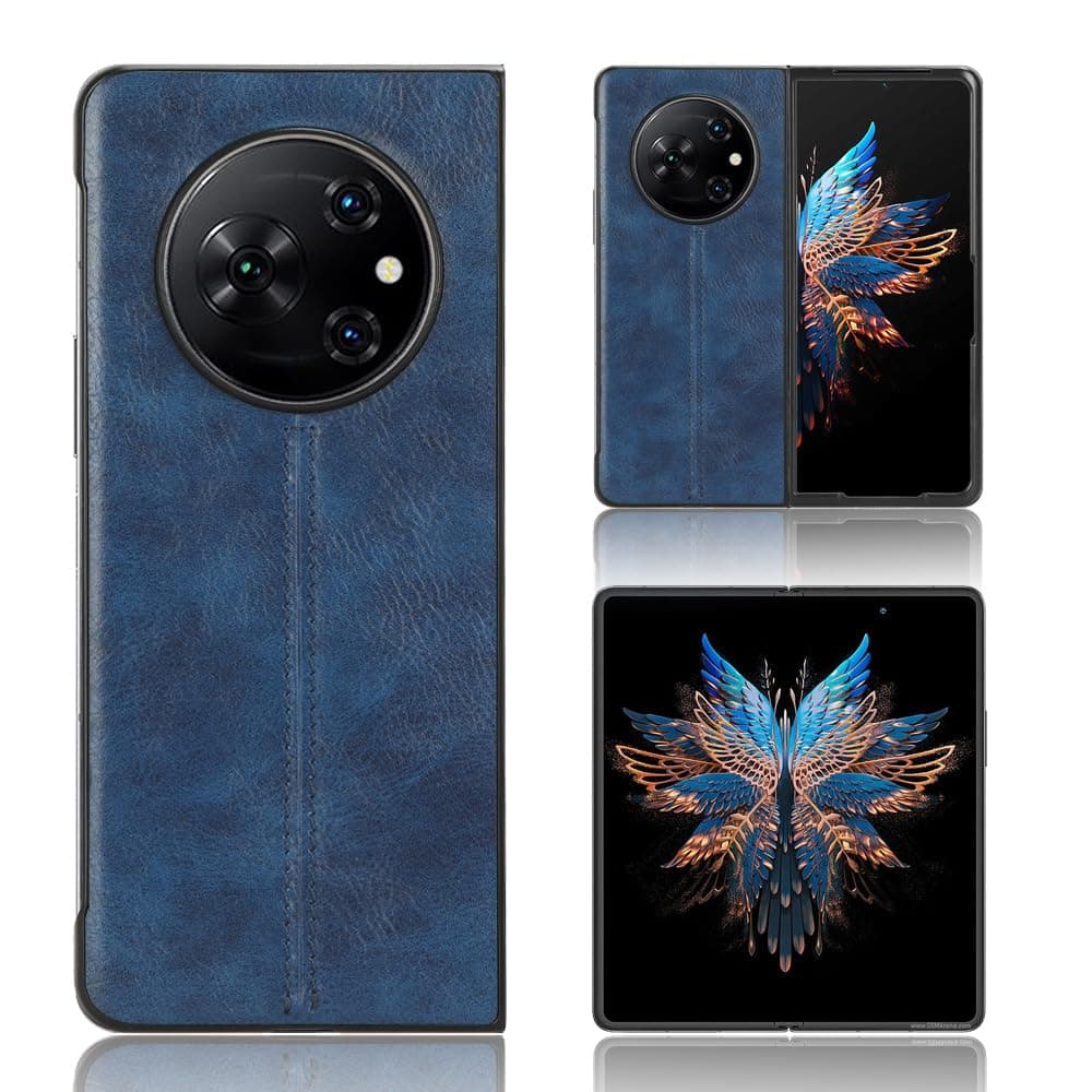 Case for Tecno Phantom V Fold Case Ultra-thin Dermatoglyph phone case, Tecno Phantom V Fold PU+PC+TPU phone case, Cover for Tecno Phantom V Fold-Blue