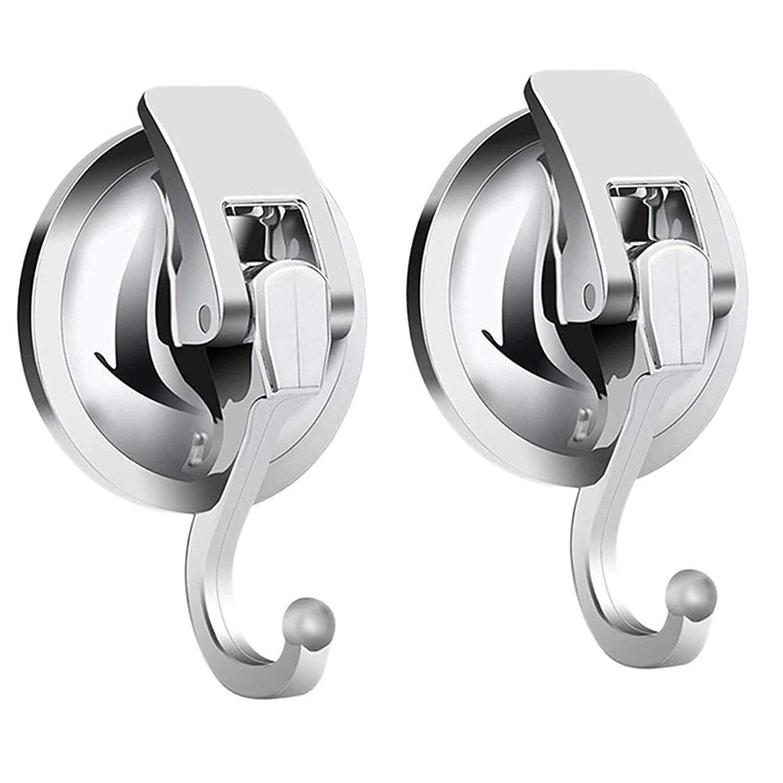 2 Pack Suction Hook Vacuum Suction Cup Hook Bathroom Kitchen Door Glass Wall Hanging Heavy Duty Wall Hooks Holds Robe Towel Hanger Hooks Up to 5KG