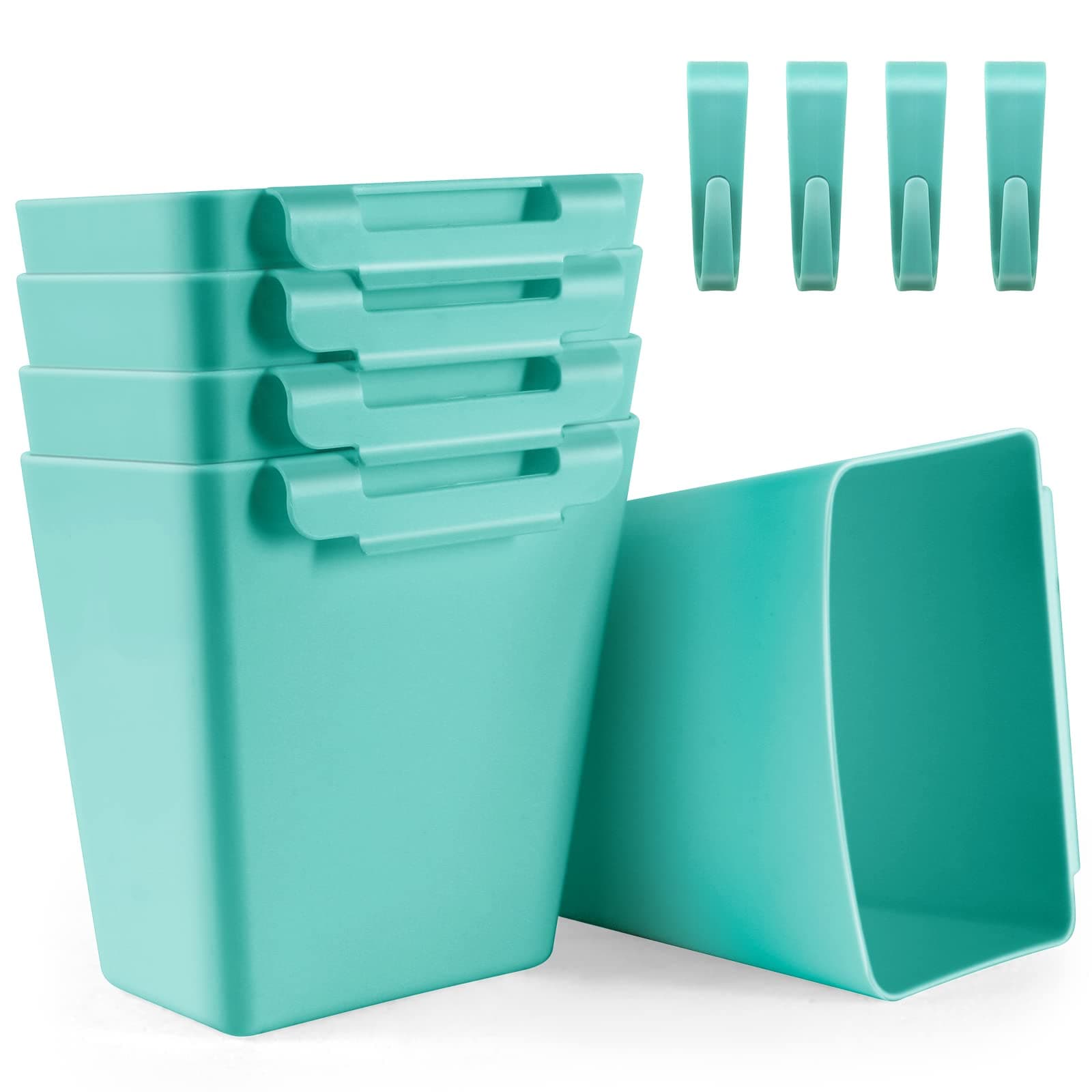 5 Pack Hanging Cup Holders, Multipurpose Rolling Cart Accessories Utility Cart Accessories for Art Craft Supplies, Space Saving Hanging Storage Basket Pencil Holder Makeup Organizers (Blue)