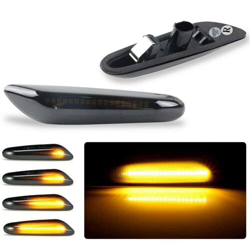 Dynamic Amber LED Front Fender Side Marker Light Sequential Blinker Turn Signal Lamp For E90 E91 E92 E93 E46 E60 E53 X3 E83 X 1 E84 E81 E82 E87 E88,Smoke Lens