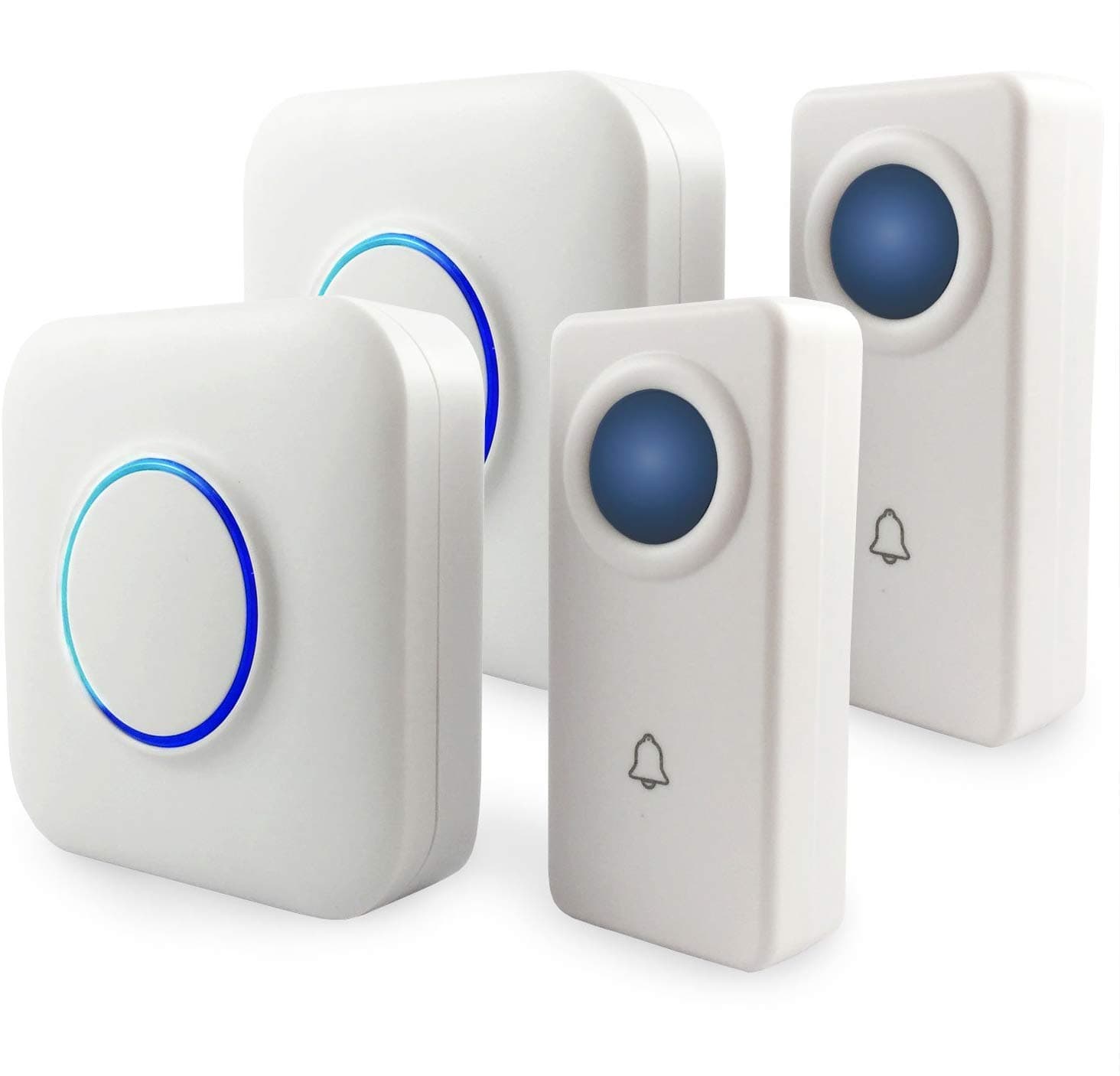 SKYPOINT Expandable Waterproof Wireless Doorbell - Loud Alert System, Multi-Unit Base Starter Kit includes 2 x Long Range Plug in Receivers and 2 x 100% Waterproof Transmitter Buttons, SBase, White