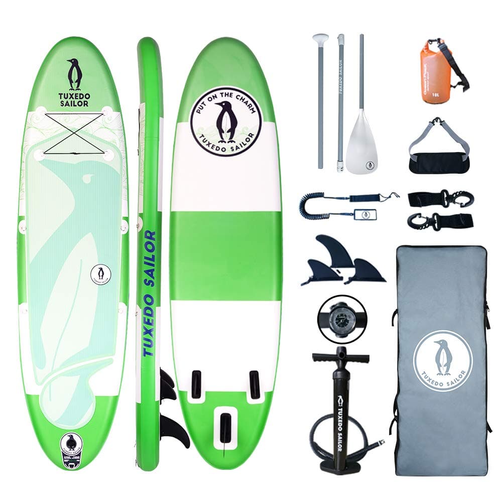 Inflatable 10'×32"×6" with Carry Stripe System Everything Included with Stand Up Paddle Board, Adj Paddle,Big YOGA Non- slip Comfortable EVA Deckpad ,Pump, ISUP Backpack, Leash,Waterproof Bag
