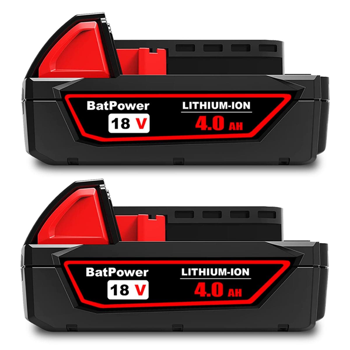 BatPower 2 Pack 18V 4.0Ah Compact Battery - Replacement for Milwaukee 18V M18 Lithium Batteries 48-11-1820 48-11-1828 48-11-1830