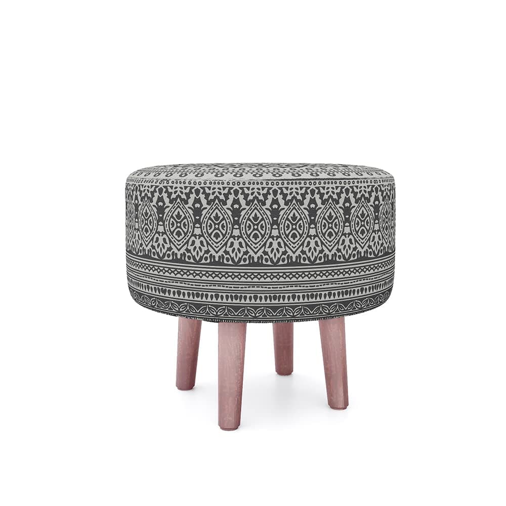 Wakefit Tulum Printed Ottoman (Eva Grey)