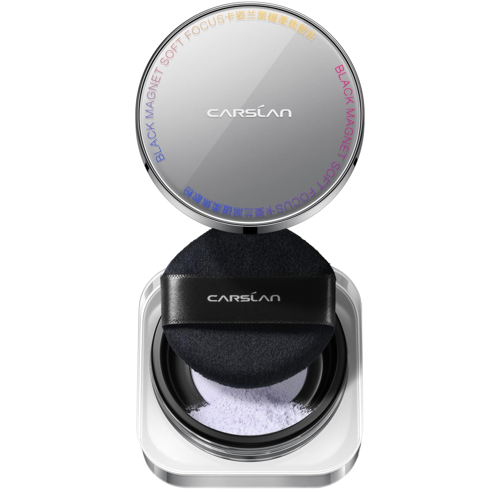CARSLAN 2.0 Black Magnet Soft Focus Make Up Powder, Waterproof Loose Setting Powder, 24H Longlasting, Oil Control, Talc-Free Face Powder, 03 Light Purple For Sensitive Skin, 0.28Oz