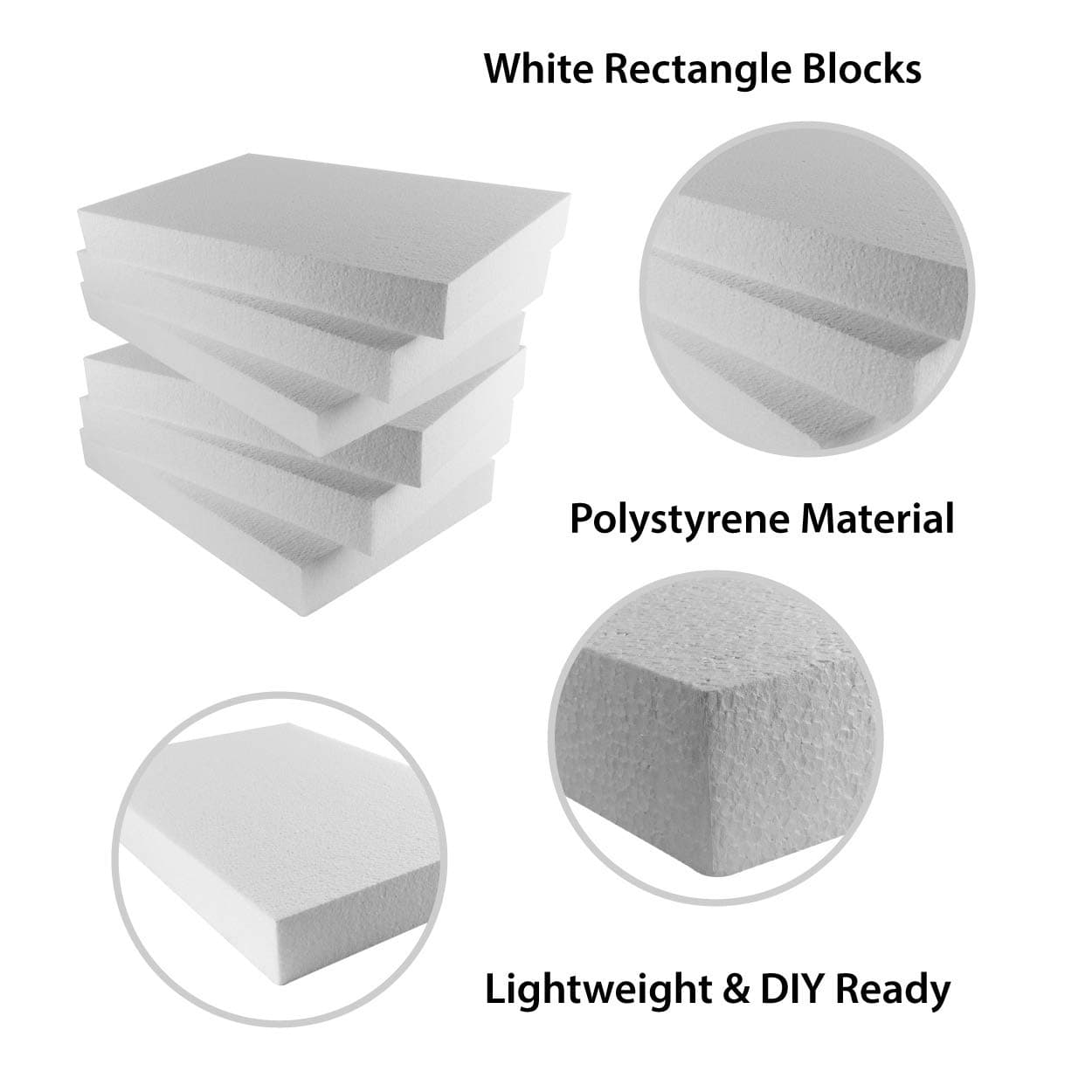 Super Z Outlet Foam Rectangle Blank Polystyrene Sheet Boards for Arts and Crafts Blank White DIY Project, Party Decorations (16 x 11 x 2 Inches) (3)