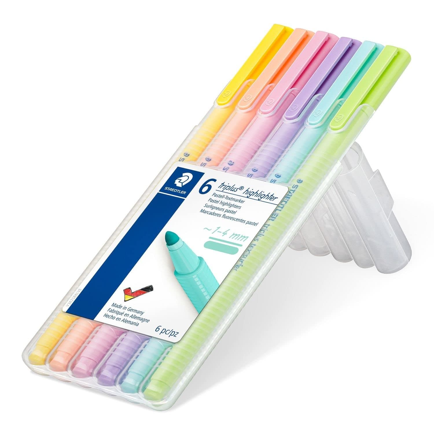 triplus highlighter, ergonomic triangular shape, set of 6 pastel colours, line width 1 - 4 mm