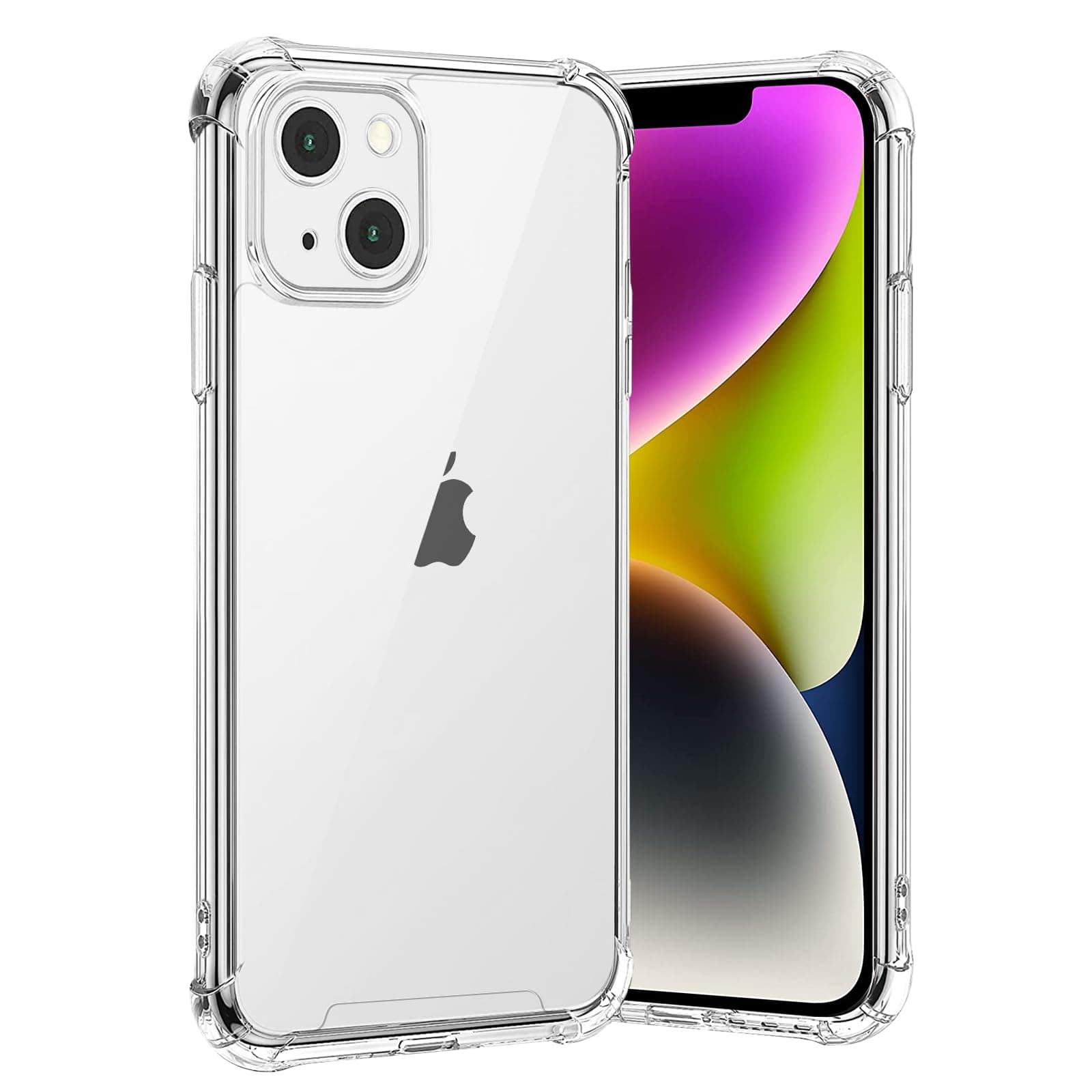 Gueche Crystal Clear iPhone 14 Case, Shock-Absorption, Soft Silicone TPU + Hard Back PC Phone Basic Case, Compatible with Wireless Charger and Bike Phone Holder