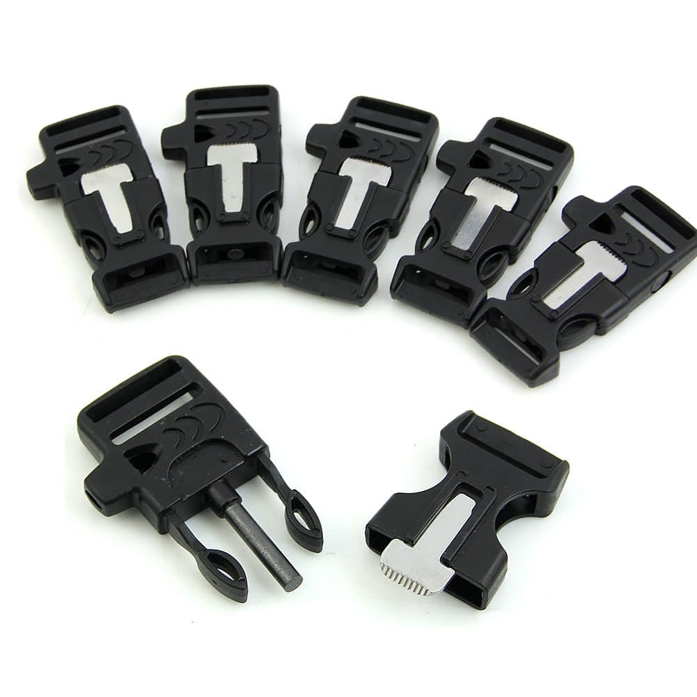YSTD 1/5/10/20pcs Side Release Whistle Buckle Escaper Flint Fire Starter For Paracord Bracelet