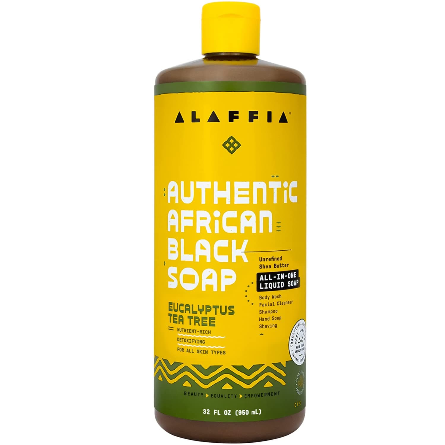 Alaffia Authentic Afican Black Soap Eucalyptus Tea Tree, 32 Ounce