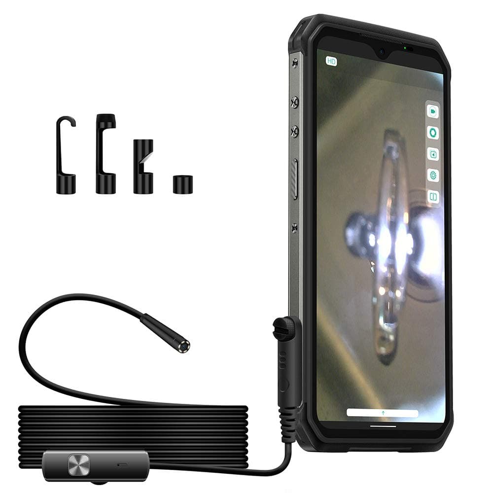 uSmart Endoscope E01 for Ulefone Armor 30/29/28/27/26/24/21/18/Pad Series, IP67 Waterproof 3-in-1, 2M Semi-Rigid, 5.5 mm Borescope Inspection Camera, 6 LED Lights