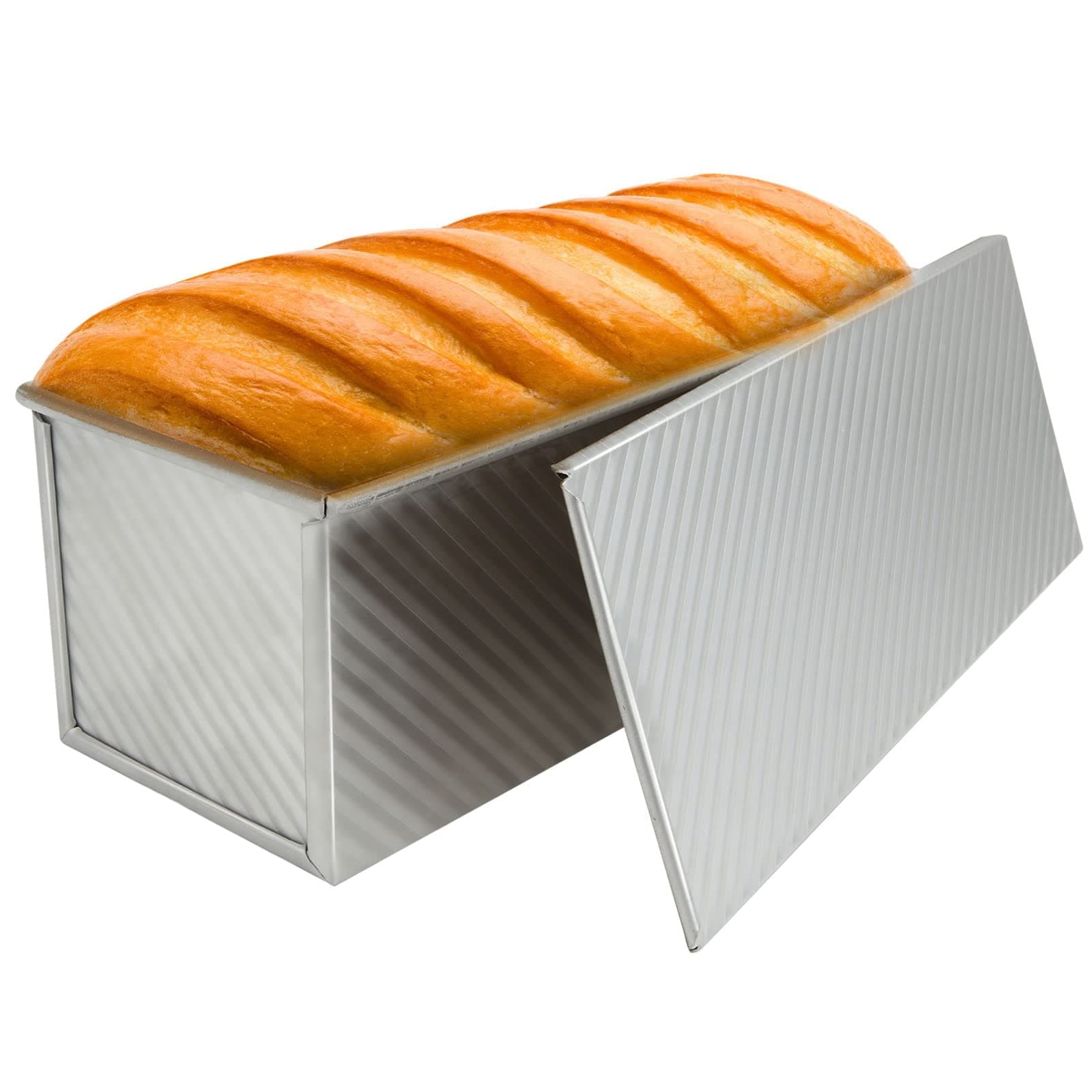 JMIATRY Large Pullman Loaf Tin with Lid, 1000g / 2.2lb Dough Non Stick Loaf Tins for Baking, 34x13.5x12cm Bread Tin, Aluminum Alloy Loaf Pan for Oven Baking