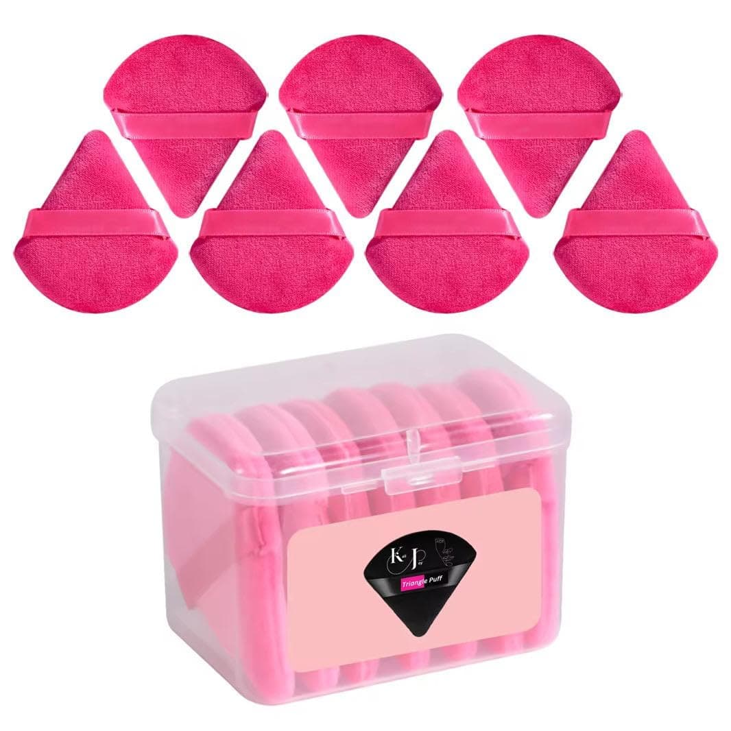 Kali Joy Triangle Makeup Puff Set, Multifunctional Facial Makeup Tool Wet, Dry Dual-Use Makeup Sponge, Velvet Setting Makeup Puff Powder Sponge (7 Pcs-Pink).