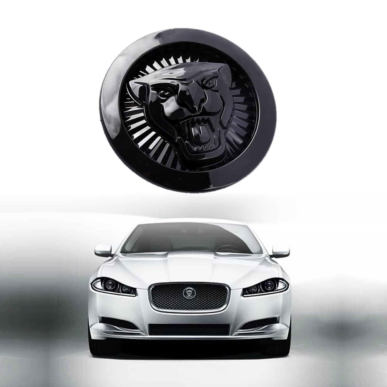 Emblem Compatible with XF 2009-2015 XJ 2011-2015 Front Center Grille Emblem 2.83inch Car Badge Emblem Accessories(Front Black 72mm)