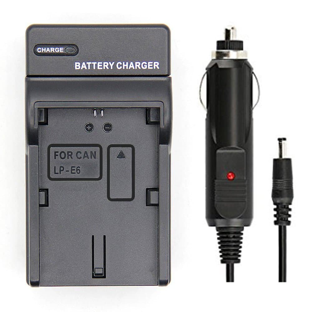 LP-E6 Battery Charger for Canon EOS 5D Mark II III IV, 5DS, 5DS R, 6D, 60Da, 7D, 70D, 80D, 7D Mark II and More Cameras, LP-E6N Camera Battery Charger with Car Charger, Replace Canon LC-E6 Charger