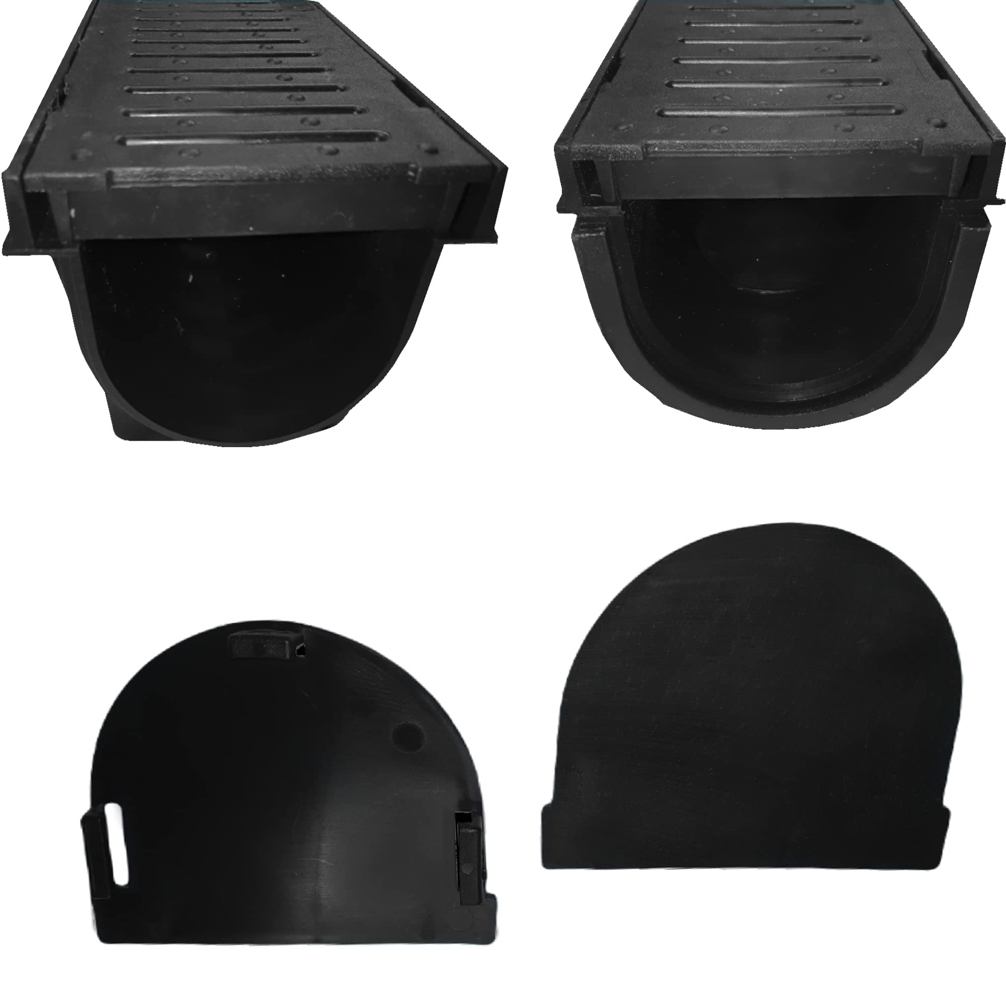 Heavy Duty Gully Stop End Caps Deep Drainage Plastic PVC Capping End Caps for Water Rain Storm Shower Wetroom Garden Drive Gutter Drain Driveway Gulley Grating Gullies 110mm - Pair of Closed EndCaps