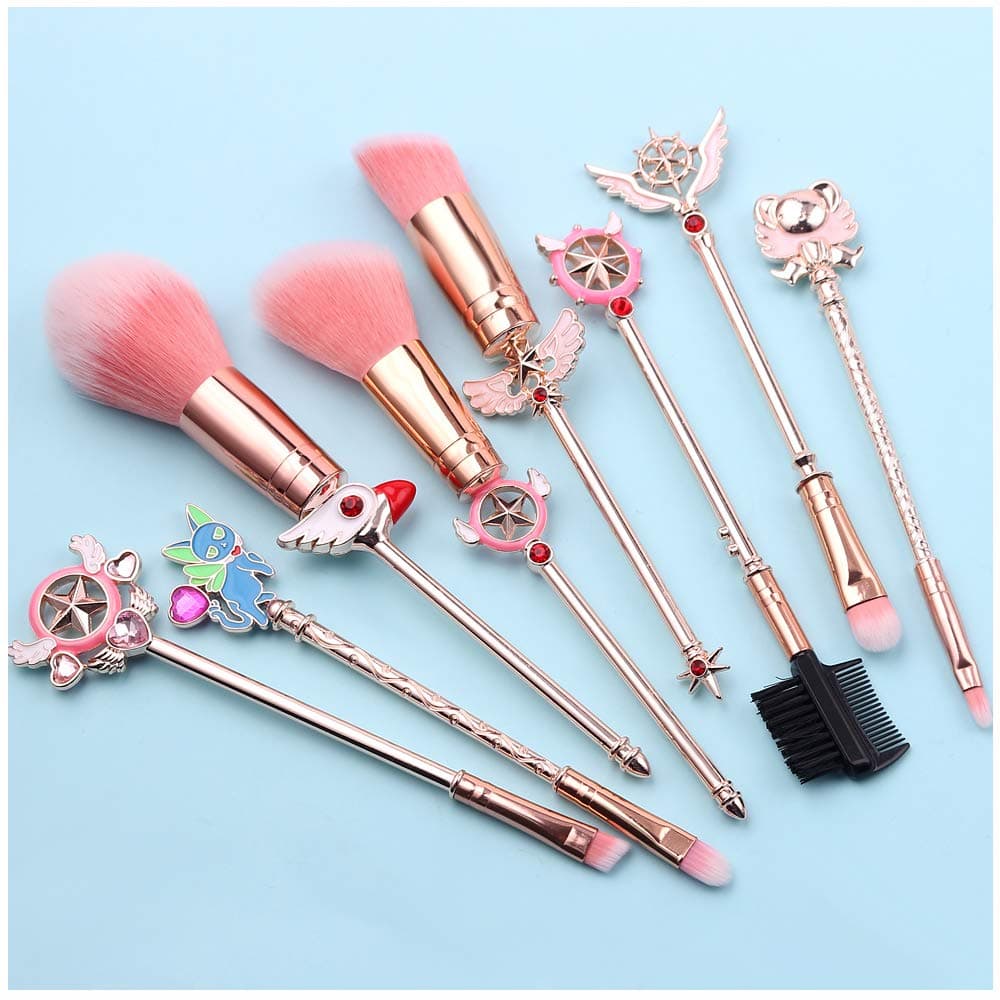 Makeup Brushes Set Magic Sailor Moon/Sakura Cosmetic Makeup Tool Kit Set of 8 Pink Drawstring Bag Included (Sakura)