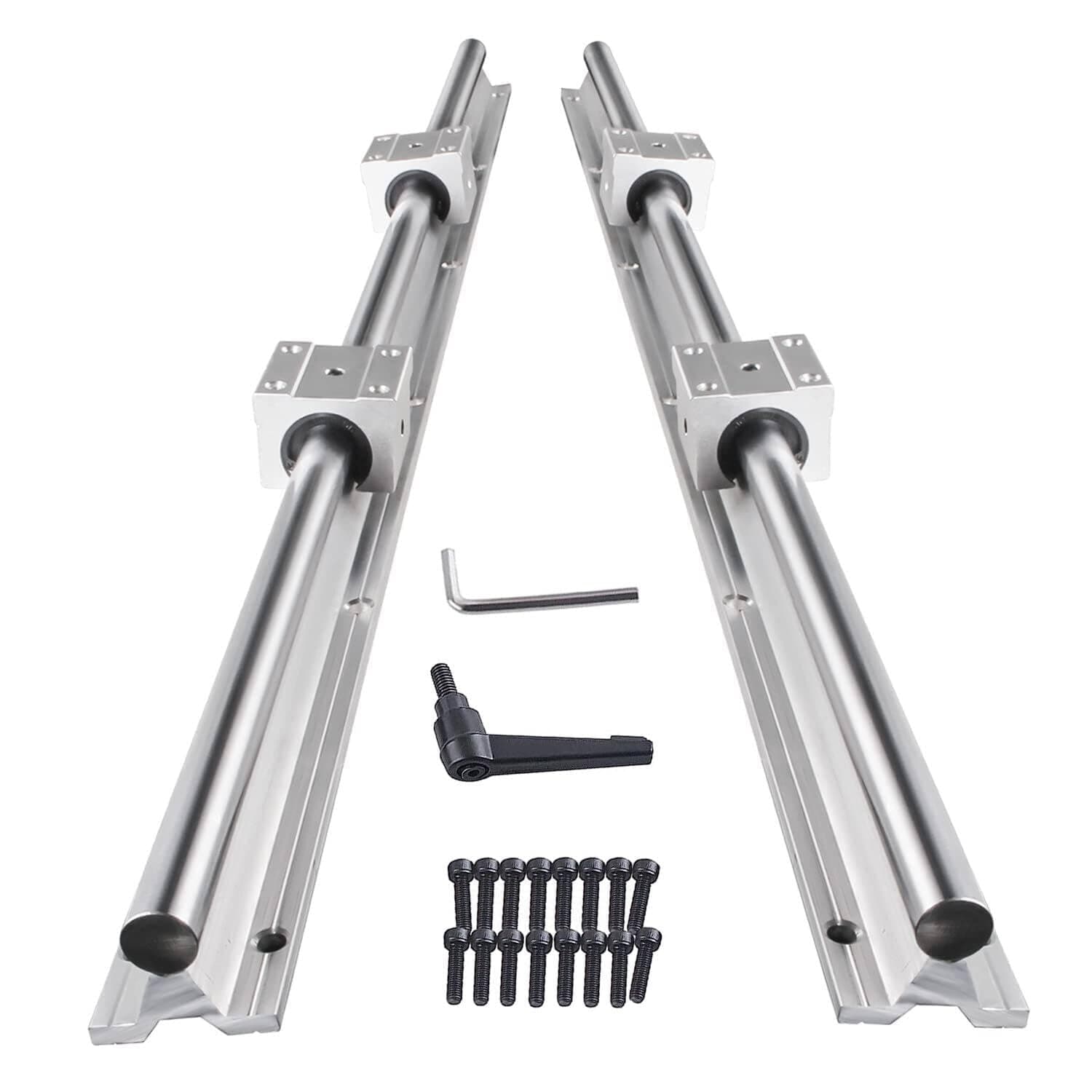 CNCMANS Linear Rail 2Pcs SBR16 1200mm Linear Guide Fully Support Linear Rail Shaft Guide with 4Pcs SBR16UU Linear Bearing Sliding Block for Industrial Automation Equipment (SBR16 47.24inch)