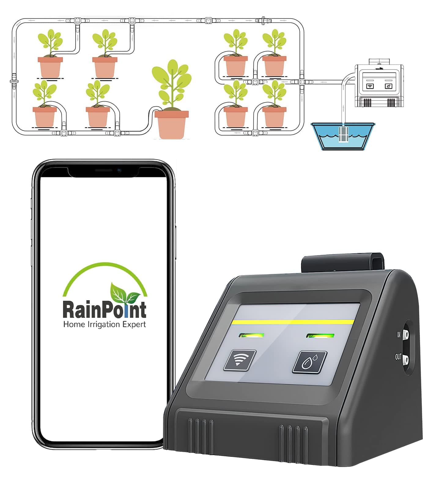 APP Automatic Watering Timer System For Indoor Potted Plants,Sprinkler Timer Water Timer DIY Drip Irrigation Kit Remotely Control Auto/Manual/Delay Watering Mode,Self Watering Agricultural Timer