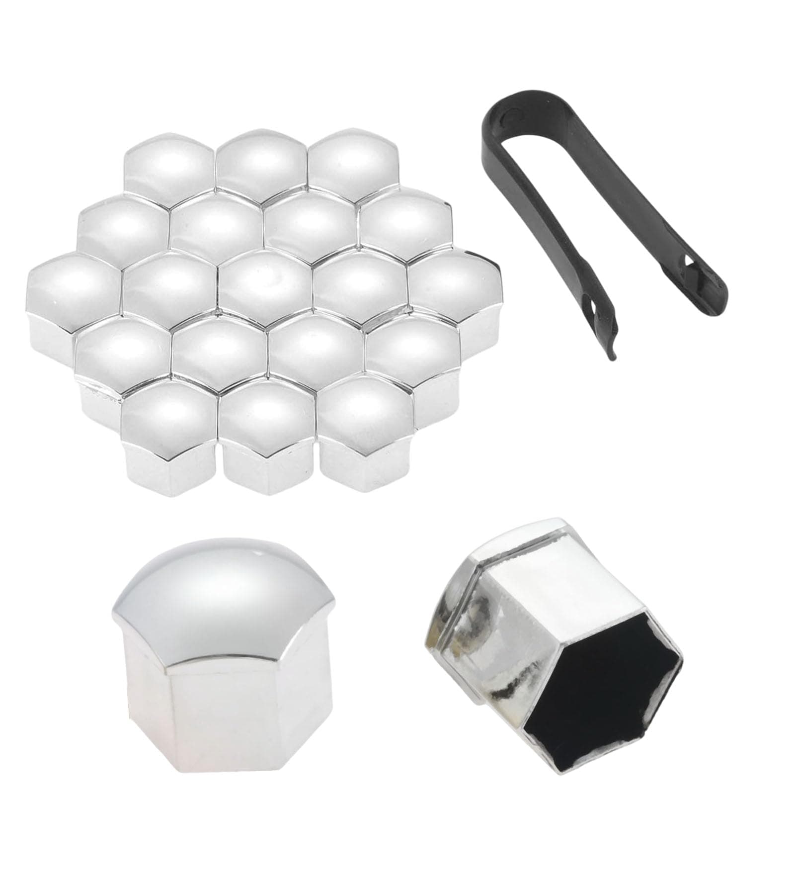 – 20Pcs Silver Universal Anti-Rust 21mm Chrome Glossy ABS Auto Trim Tyre Wheel Nut Screw Bolt Protection Covers Caps Car Styling