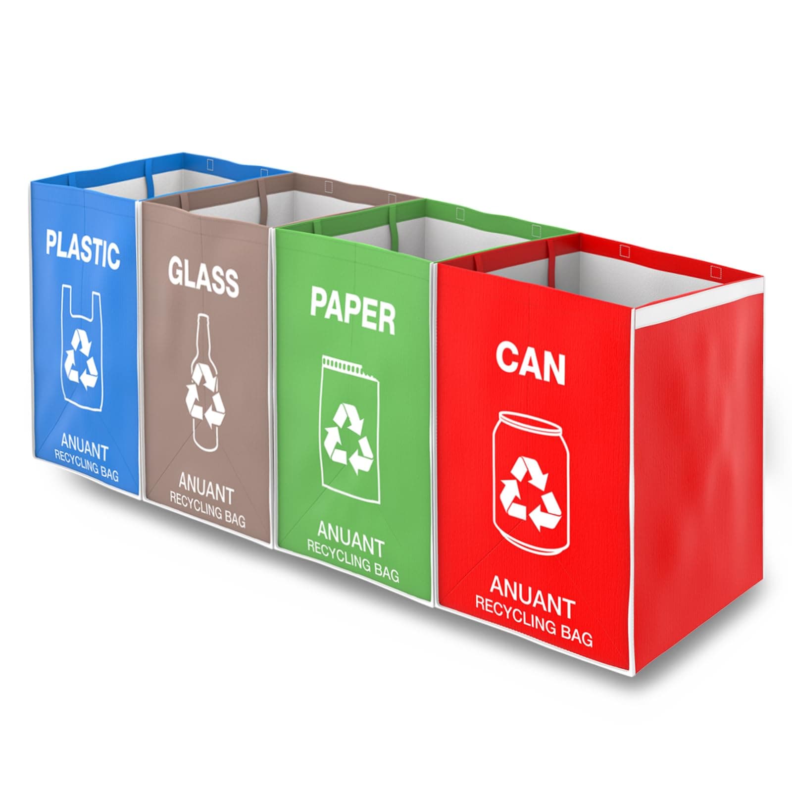 4 Pack Separate Recycling Bin Liners for Kitchen Office Home - Rubbish Sorting Bin - Leakproof Bin with Large Compartment