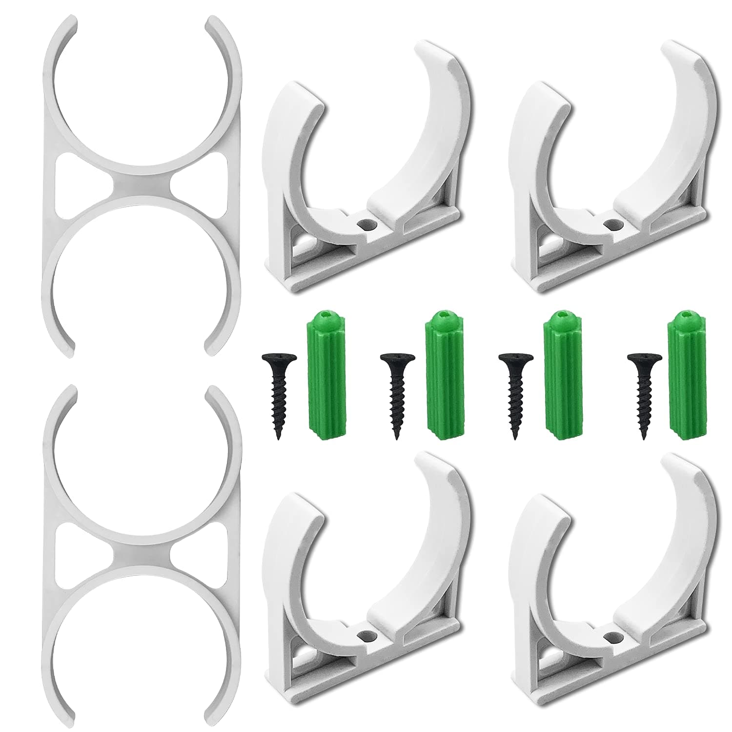 6Pcs Wall Mounting Clip Bracket Wall Mounting Bracket for Refrigerator Filters, Under Sink, and Water Coolers(4Pcs Single Clamps+ 2Pcs Double Clamps)with Screws