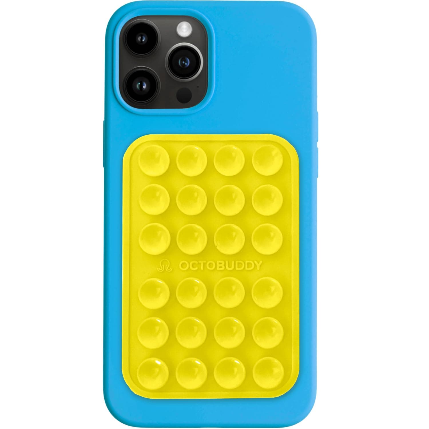 OCTOBUDDY Classic MAX - Silicone Suction Phone Case Adhesive Mount - Hands-Free, Strong Grip Holder for Selfies and Videos - iPhone and Android Compatible - 2.6″ x 3.9″, Canary Yellow