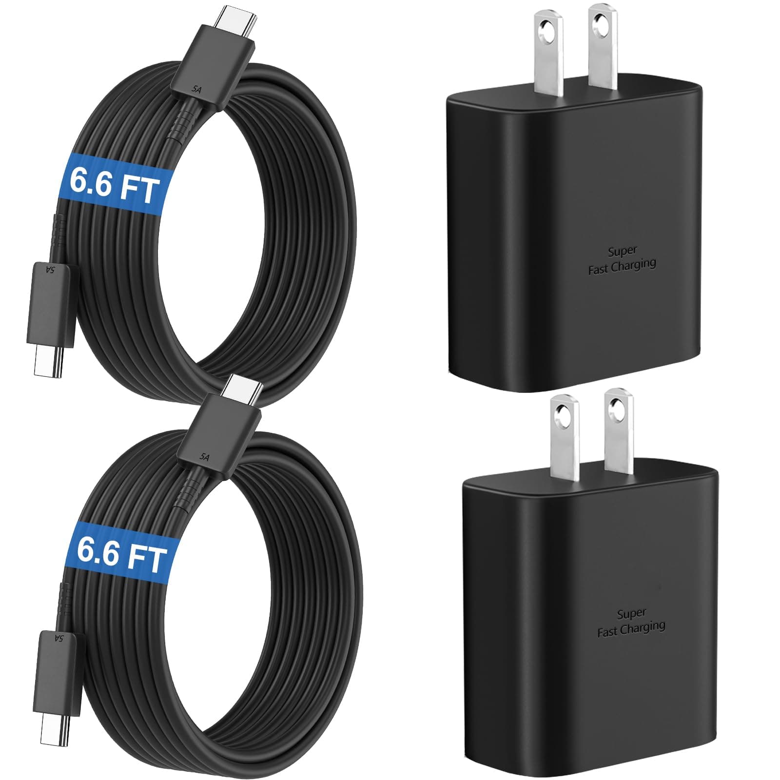 45W Super Fast Charger USB C Android Phone Type C Charger Fast Charging Block with 6.6FT Cord for Samsung Galaxy S26/S26 Ultra/S26+/S25 Ultra/S25/S24 Ultra/S24/S23 Ultra/S22/S21/S20/Note 10, Black