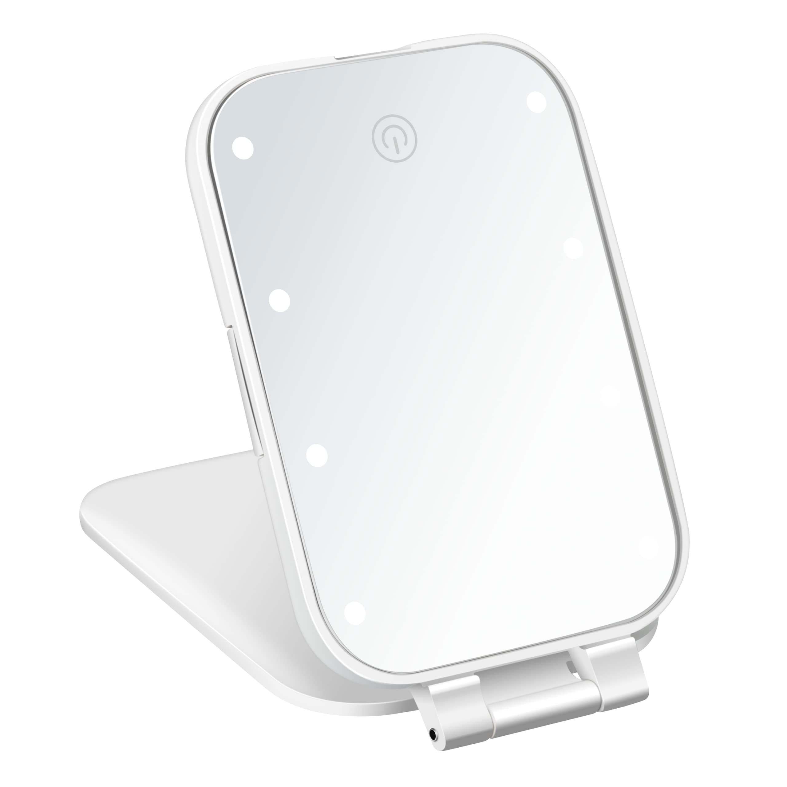 Lighted Makeup Mirror with Magnification, Compact Mirror, 1/3X Magnifying Mirror, Travel Mirror with Light, Battery Operated in White