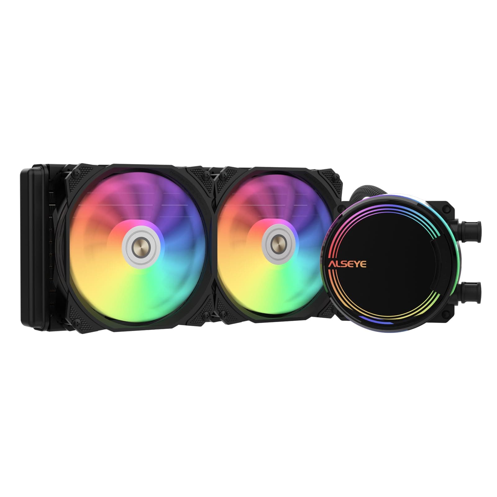 ALSEYE M240 Liquid CPU Cooler, ARGB AIO CPU Liquid Cooler with 240mm Radiator and Dual 120mm Max Series ARGB & PWM Fans (Black)