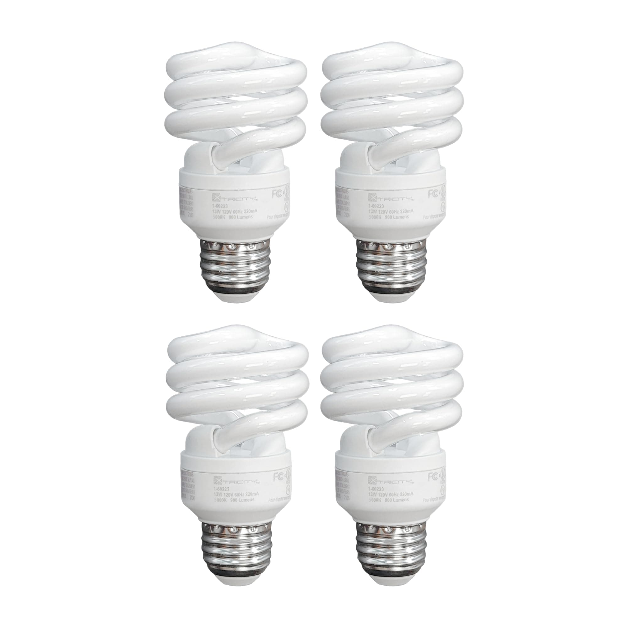 Compact Fluorescent Light Bulbs T2 Spiral, E26 Base, 23W (100W Equivalent), 2700k Soft White, 1600 Lumens, CFL, 120V - UL Listed, (4 Pack)