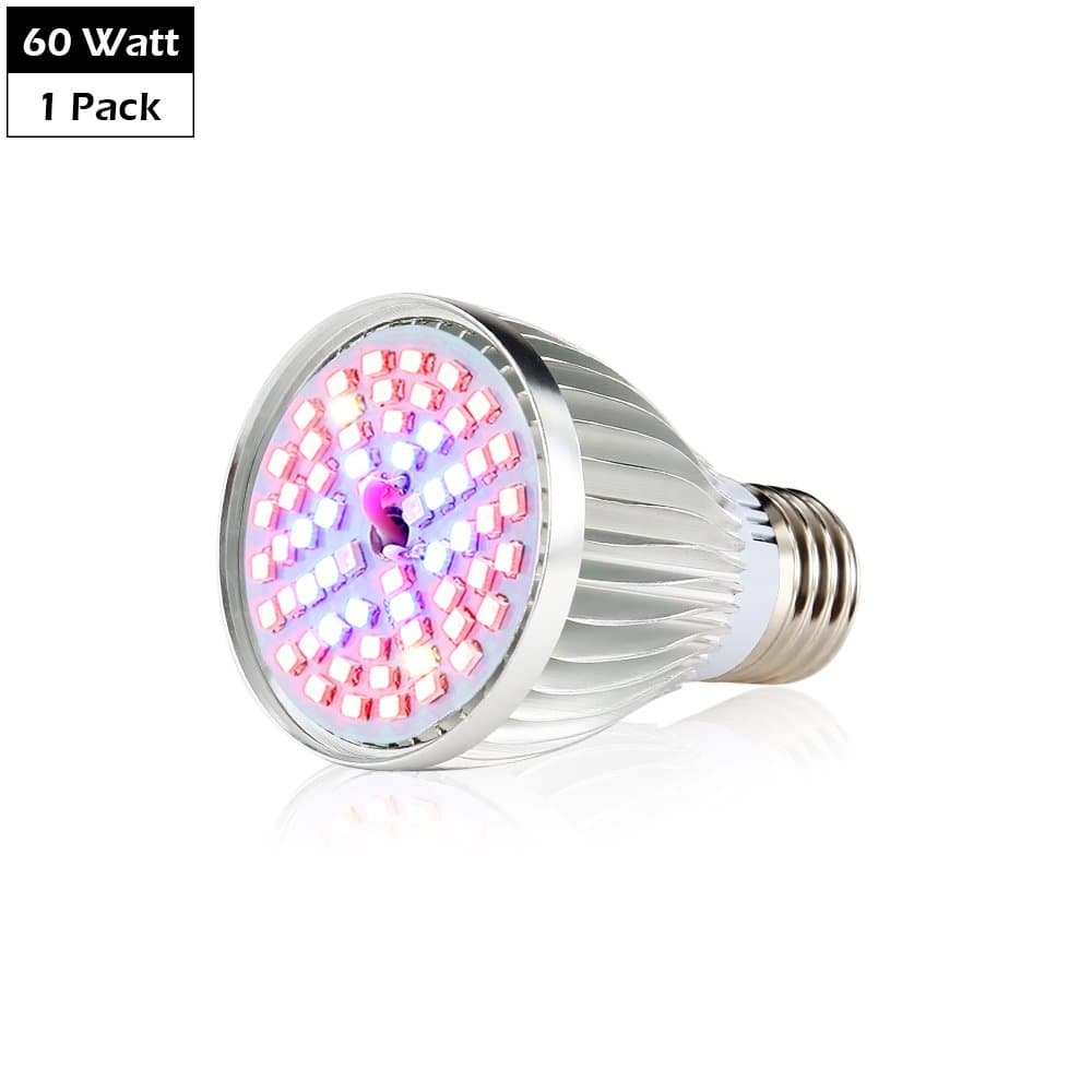 CREATE BRIGHT Led Grow Light Bulb, 60W Plant Light Bulb Full Spectrum Led Grow Bulb E26 Grow Plant Light for Indoor Plants,Hydroponics Greenhouse Organic,Pack of 1
