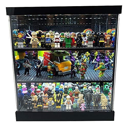 Elite Gloss Black Acrylic LED Lighted & Mirrored Display CASE for Lego MEGA BLOKS and Most Other Minifigures