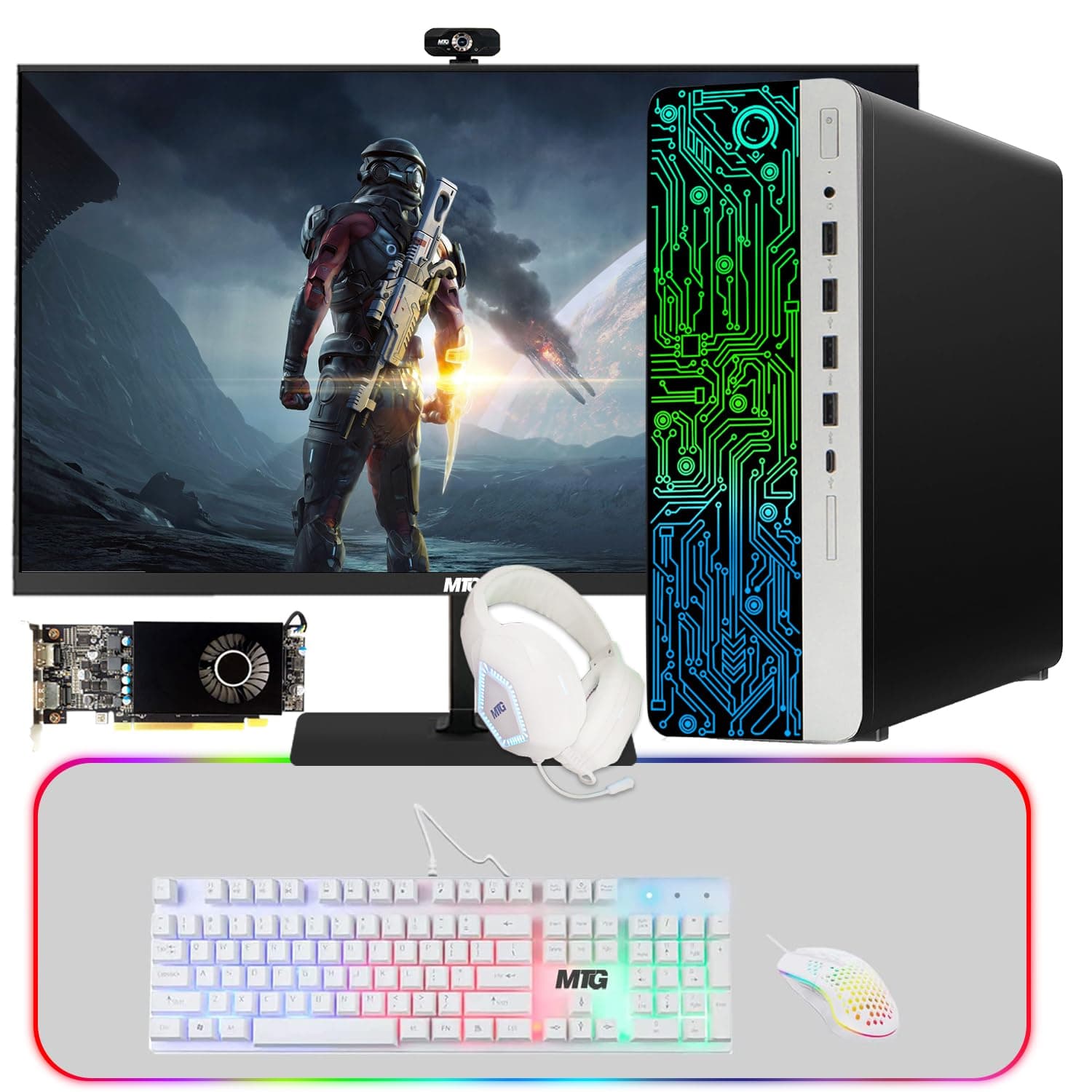 HP G3 Gaming Desktop PC, Intel Core i7 6th Gen, AMD RX 550 Graphics, 32GB RAM, 512GB SSD + 1TB HDD, MTG New 27 Inch Monitor, Gaming Kit Webcam, WiFi, Windows 11 (Renewed)