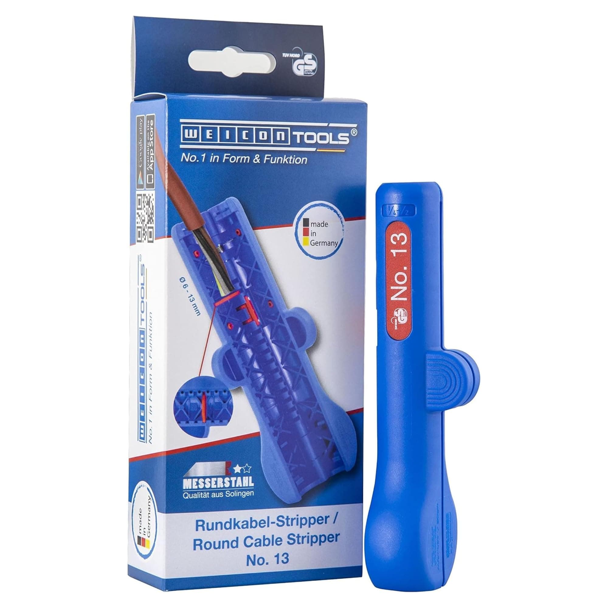 Tools Round Cable Stripper No. 13, for Stripping the Outer Insulation of Round Cables and Cables Used in Damp environments from 6-13 mm Ø, Made in Germany