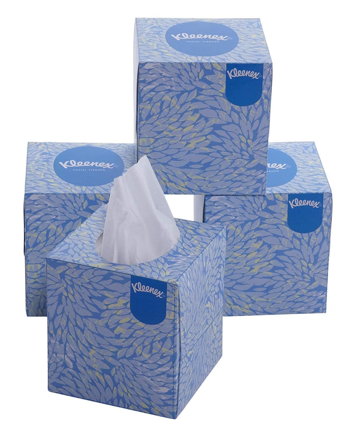 Kleenex® 2 ply Facial Tissue Cube Box, 50 Pulls, Pack of 4 (Total 200 Sheets) (60040)