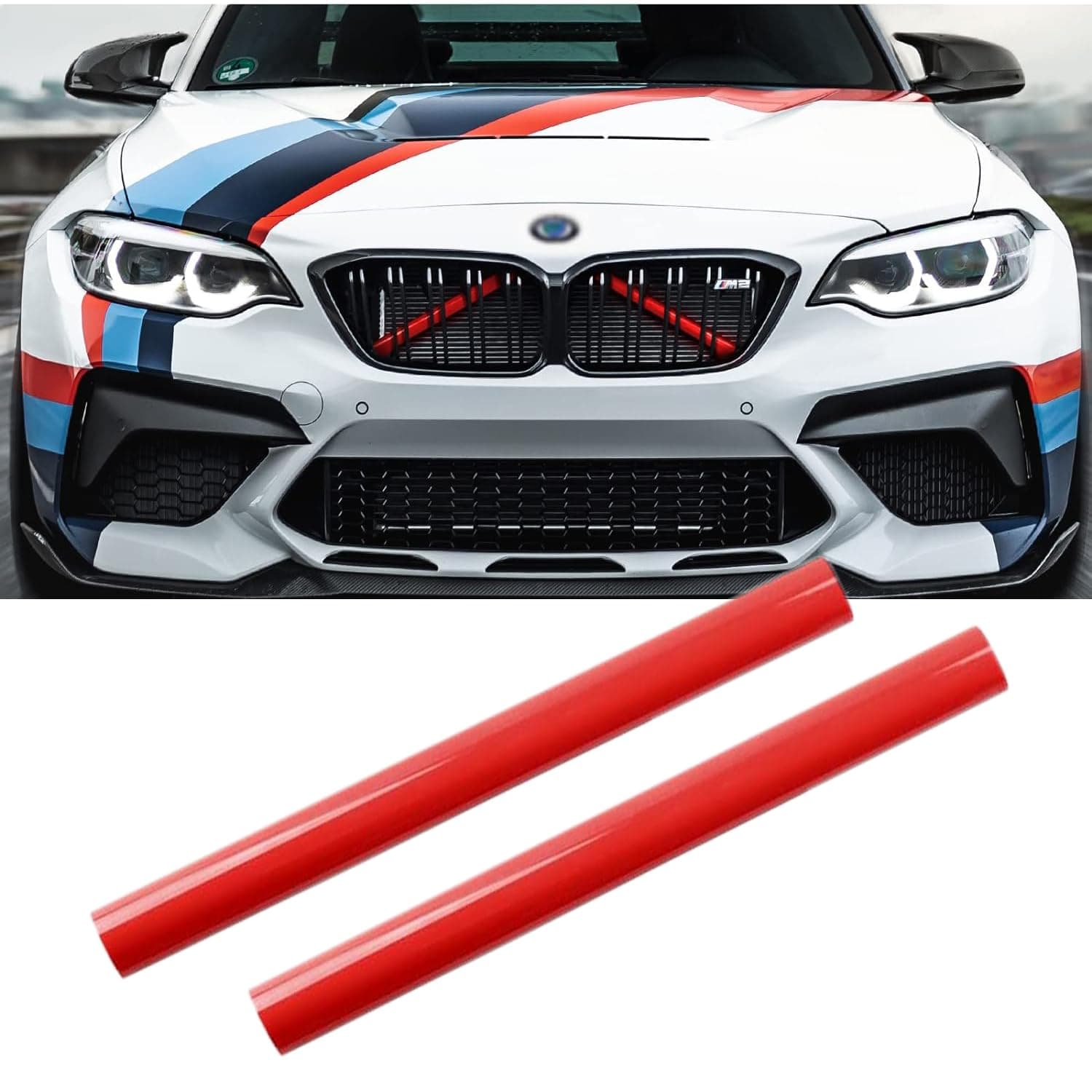 – 2PCS Grille Insert Trims Stripe for BMW, Front Grille Trim Stripes Cover Compatible with F20 F30 F21 F22 F23 F31 F32 F33 F34 F36 F40 F44(Red)