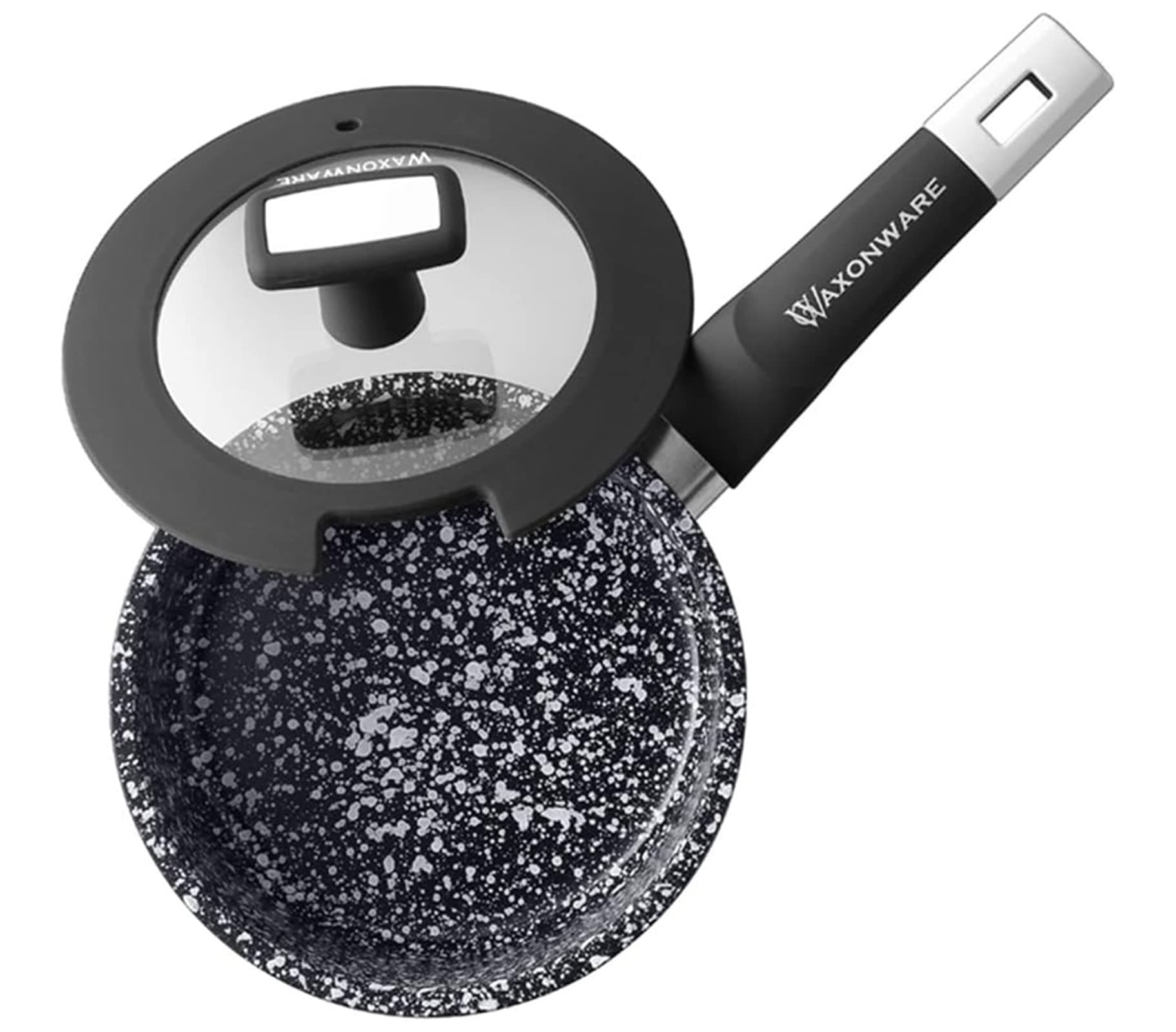 WaxonWare 1.75 Quart Ceramic Nonstick Pot with Lid - Non Toxic Nonstick Sauce Pan Cookware, Free of PFOA, Cadmium, & Lead - Small Non Stick Pots with Lid & Stay-Cool Handle - STONETEC Series